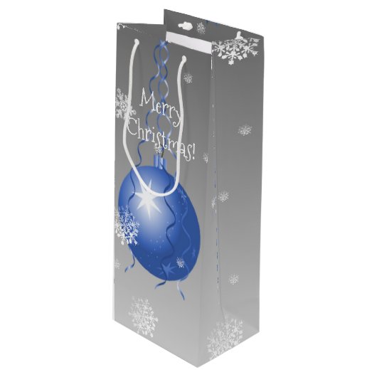 Blue Extravagante Weihnachtsgeschenktasche Geschenktüte Für Weinflaschen (Vorderseite Schrägansicht)