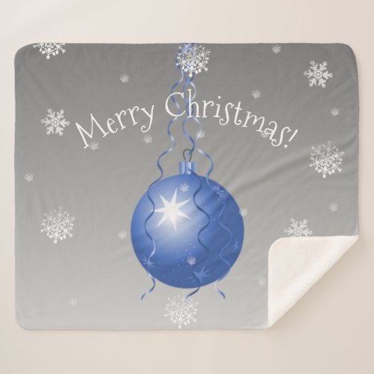 Blue Extravagante Weihnachtsschmuck Sherpa Blanket Sherpadecke (Vorderseite (Horizontal))