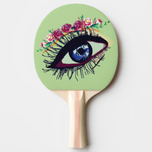 Blue Eye Art , Blume Ping Pong Paddle Tischtennis Schläger