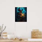 Blue Eye Bot & Blume Poster (Küche)