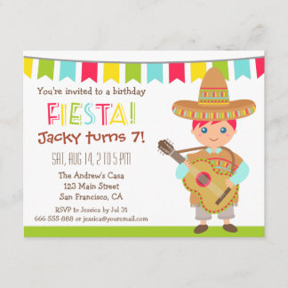 Blue Eye Boy Mexiko Fiesta Kindergeburtstag Party Einladung