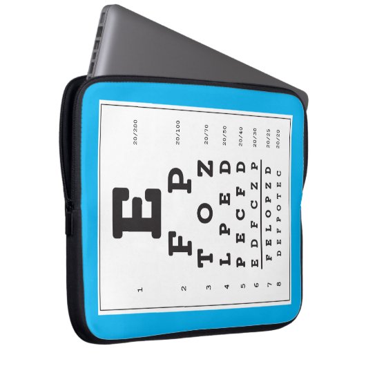 Blue Eye Chart Notebook Sleeve (Vorne Rechts)