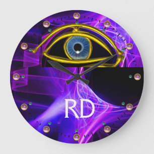 BLUE EYE Doctor, Ophthalmic, Oculist Symbol, Purpl Große Wanduhr