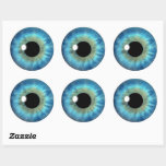 Blue Eye Iris Coole Eyeball Custom Round Stickers<br><div class="desc">© Sunny Mars Designs. Blue Eye Iris Eyeball Round Stickers - Coole,  lustige,  individuell bedruckte blaue Augenbrauenaufkleber mit einer trendigen,  modernen,  schönen,  einzigartigen,  freaky,  gruseligen,  bizarren und verdrehten grafischen Abbildung einer auffallenden blauen realistischen Augenliris eines Auges. Weitere Farbeyeball-Designs sind ebenfalls im Handel erhältlich.</div>