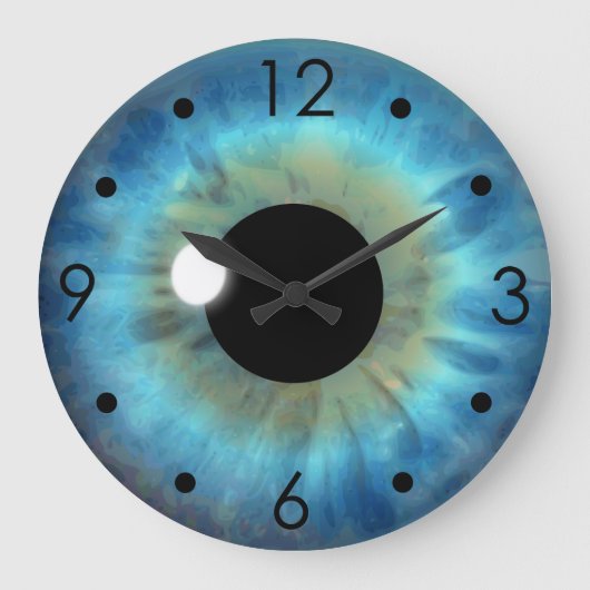 Blue Eye Iris Eyeball Custom Large Round Clock Große Wanduhr (Vorderseite)