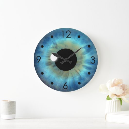 Blue Eye Iris Eyeball Custom Large Round Clock Große Wanduhr (Zuhause)