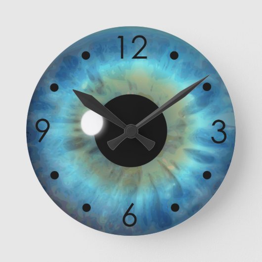 Blue Eye Iris Eyeball Custom Medium Round Clock Runde Wanduhr (Vorderseite)