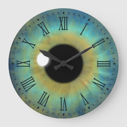 Blue Eye Iris Eyeball Large Round Roman Clock Große Wanduhr (Vorderseite)
