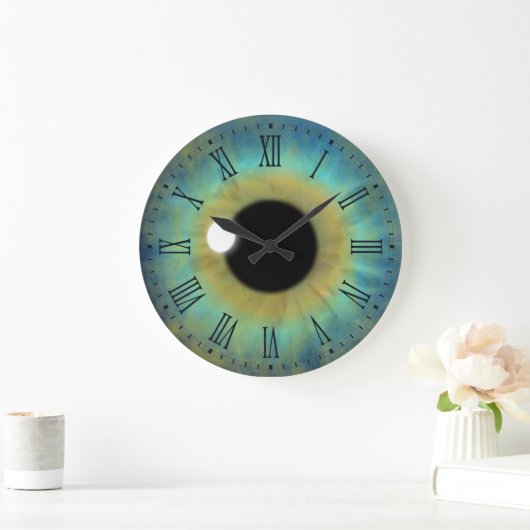 Blue Eye Iris Eyeball Large Round Roman Clock Große Wanduhr (Zuhause)