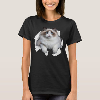 Blue eye Kitten Torn Cloth Himalayan Birman Ragdol T-Shirt