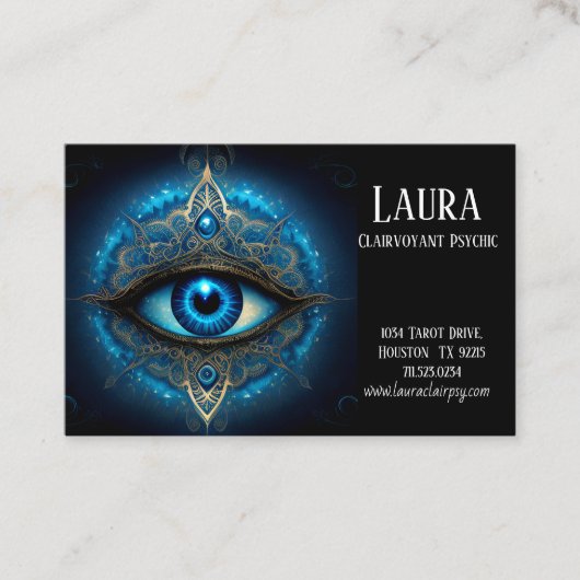Blue Eye Mandala Clairvoyant Psychisch Visitenkarte (Vorderseite)