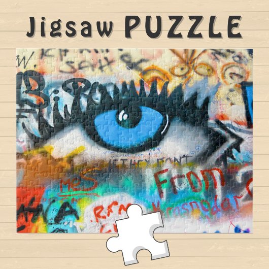 Blue Eye on Graffiti Wall Foto - Puzzle