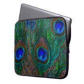 Blue Eye Peacock Feathers Stilvolle Dekoration Laptopschutzhülle (Vorderseite Links)