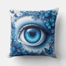 Blue Eye Surrounded By Flowers And Butterflies