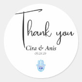 Blue eye Türkische Stile danke Ihnen Hochzeit Runder Aufkleber (Vorderseite)