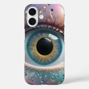 Blue Eyeball Fraktal Art iPhone 16 Hülle