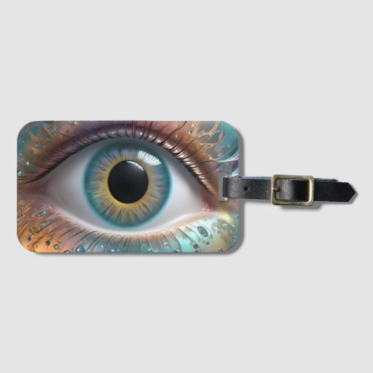 Blue Eyeball Fraktal Art Gepäckanhänger (Vorderseite (Horizontal))