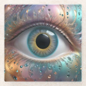 Blue Eyeball Fraktal Art Glasuntersetzer (Vorderseite)