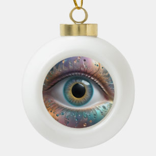 Blue Eyeball Fraktal Art Keramik Kugel-Ornament