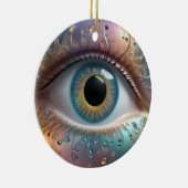 Blue Eyeball Fraktal Art Keramik Ornament (Rechts)
