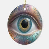 Blue Eyeball Fraktal Art Keramik Ornament (Links)