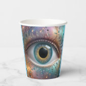 Blue Eyeball Fraktal Art Pappbecher (Rückseite)