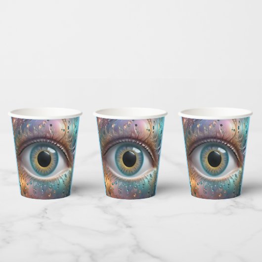 Blue Eyeball Fraktal Art Pappbecher (Multi)