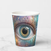 Blue Eyeball Fraktal Art Pappbecher (Vorderseite)