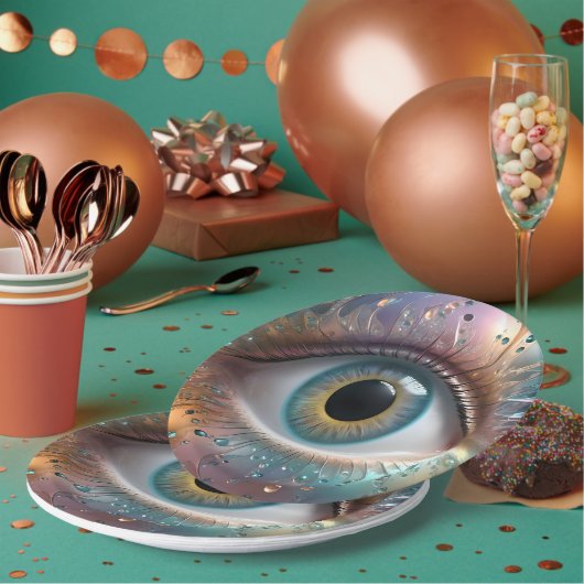 Blue Eyeball Fraktal Art Pappteller (Multi)