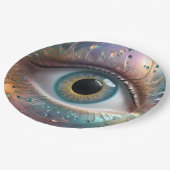 Blue Eyeball Fraktal Art Pappteller (Schrägansicht)