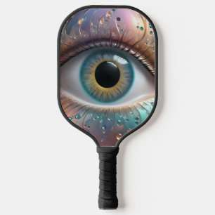 Blue Eyeball Fraktal Art Pickleball Schläger
