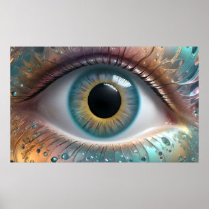 Blue Eyeball Fraktal Art Poster