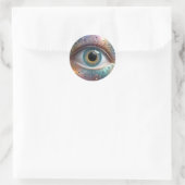 Blue Eyeball Fraktal Art Runder Aufkleber (Tasche)