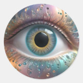 Blue Eyeball Fraktal Art Runder Aufkleber (Vorderseite)