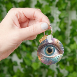 Blue Eyeball Fraktal Art Schlüsselanhänger