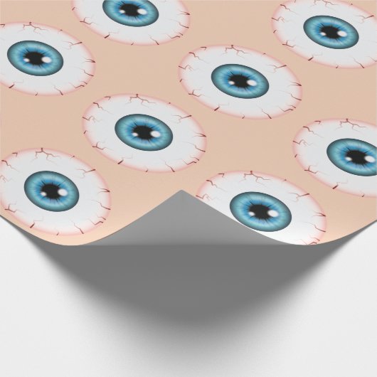 Blue Eyeball Pattern Halloween Bloodshot Eyeball Geschenkpapier (Ecke)