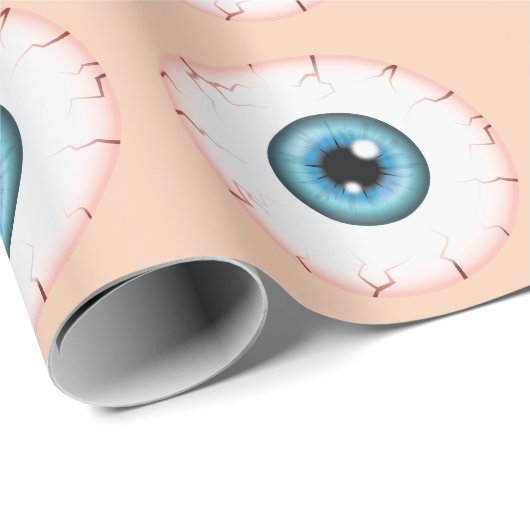 Blue Eyeball Pattern Halloween Bloodshot Eyeball Geschenkpapier (Rolleneckpunkt)