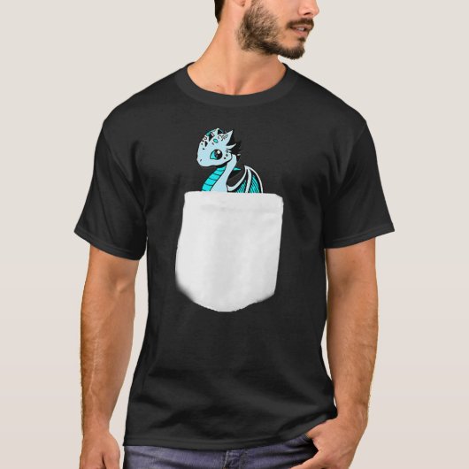 Blue Eyed Baby Dragon T Shirt with Pocket Detail (Vorderseite)