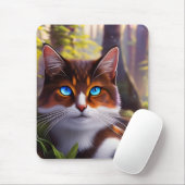 Blue Eyed Cat in the4 Forest Mousepad (Mit Mouse)