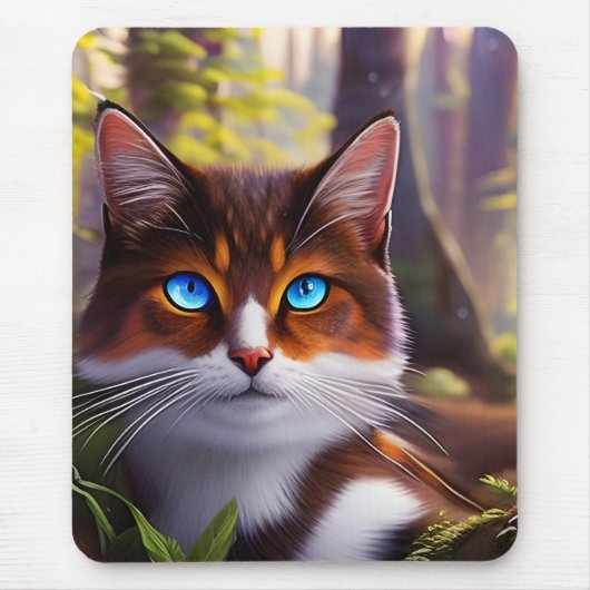 Blue Eyed Cat in the4 Forest Mousepad (Vorne)