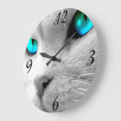 Blue eyed Cat Wall Clock Große Wanduhr (Winkel)
