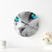 Blue eyed Cat Wall Clock Große Wanduhr (Zuhause)