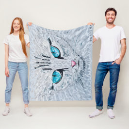 Blue Eyed Fluffy Cat Fleecedecke