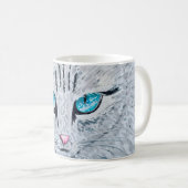 Blue Eyed Fluffy Cat Kaffeetasse (VorderseiteRechts)