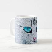 Blue Eyed Fluffy Cat Kaffeetasse (Vorderseite Links)