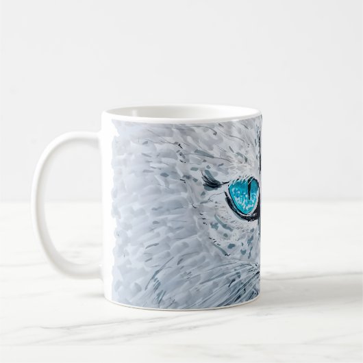 Blue Eyed Fluffy Cat Kaffeetasse (Links)