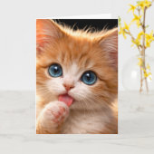 Blue-Eyed Paw licking Kitten Karte (Gelbe Blume)