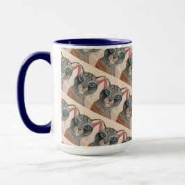 Blue eyed Silver Cat Mug Tasse
