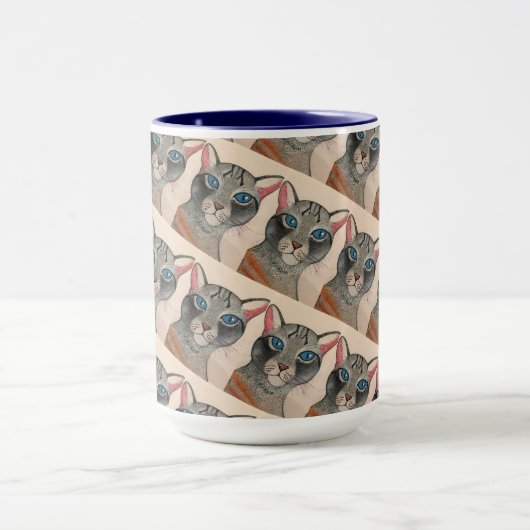 Blue eyed Silver Cat Mug Tasse (Zentrum)