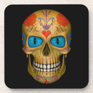 Blue Eyed Sugar Skull Zombie coasters  (6) Getränkeuntersetzer
